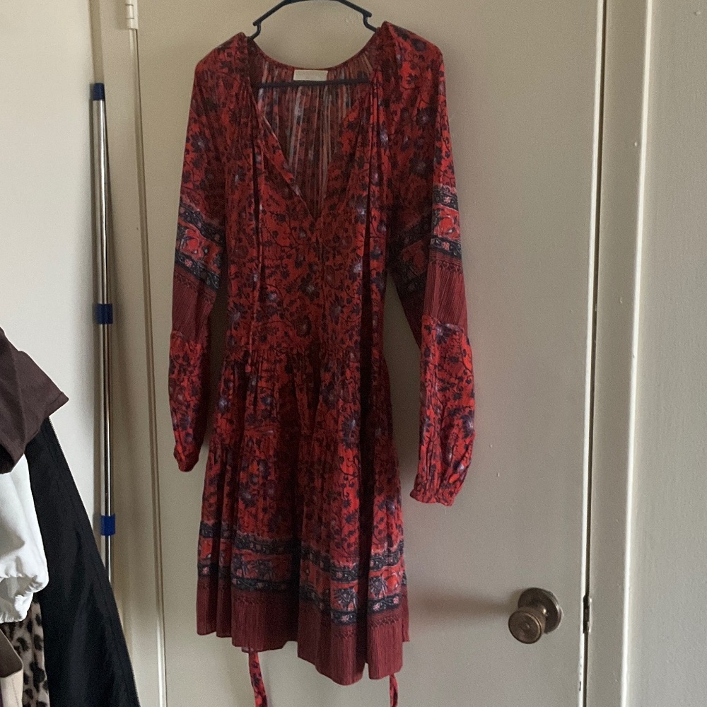 Ulla Johnson   Abri Floral Cotton-Blend Tie-Waist Minidress - Picture 3 of 6